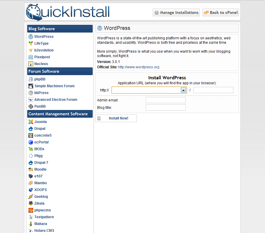 Download free Hostgator Quick Install Wordpress software - vsbackup