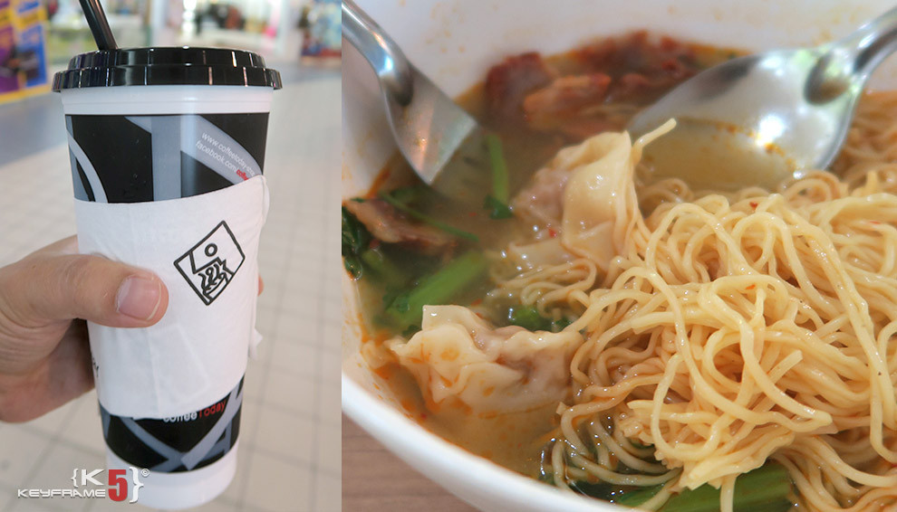฿60 THB - Chinese wongton noodles and ice coffee in Thailand