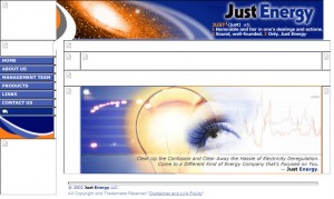 Just Energy's website in 2002 - no gas and electricity prices